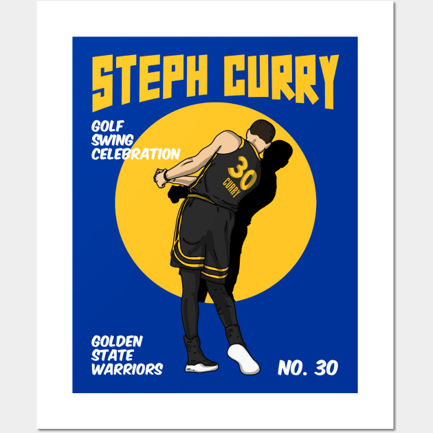 Steph Curry With The Golf Celebration Wall Art by Luna Illustration